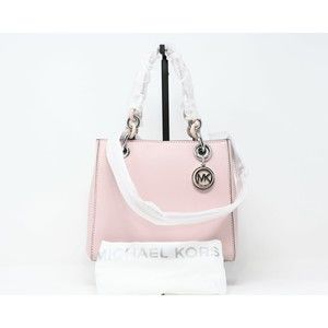 MICHAEL KORS CYNTHIA Small North South Satchel Blossom Pink Leather NWT $298